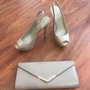 ALDO Nude Peep Toe Pumps (Size 8), Clutch